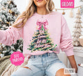 Oh Come Let Us Adore Him Pink Glitter Sweatshirt, Trendy Women's Christmas Crewneck T-Shirts, Hoodie | PureTeeCo.com
