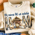 Oh Come Let Us Adore Him Sweatshirt, Nativity Scene Christmas Shirt, Coquette Jesus Christmas Shirt, Baby Jesus...
