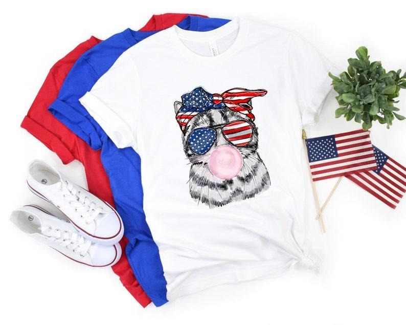 Oh My Stars Cow Shirt, Highland Cow shirt, Highland Cow With 4th July, American Flag Shirt, Fourth Of July Tee,...