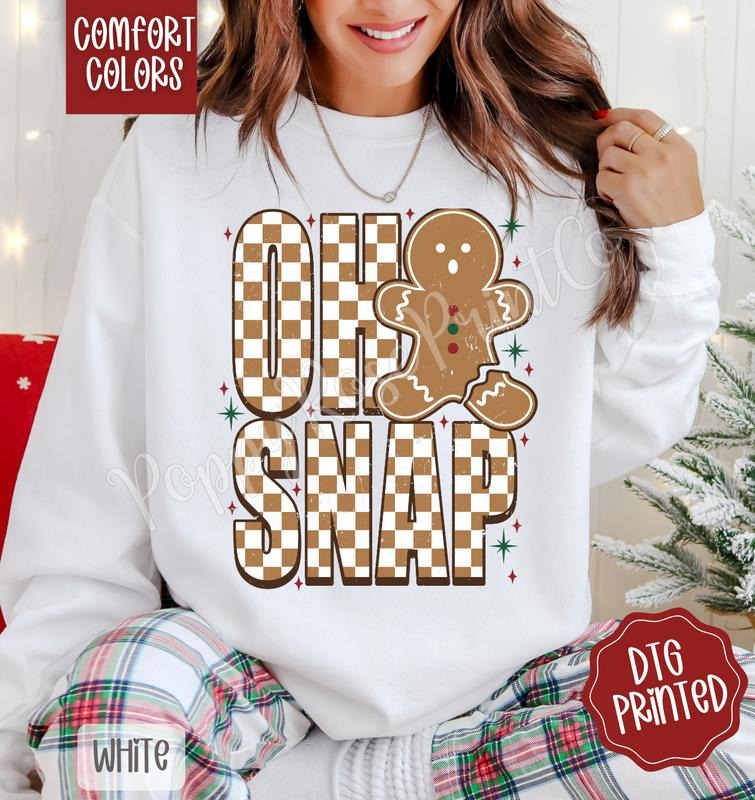 Oh Snap Comfort Colors Sweatshirt, Trendy Women's Holiday Crewneck T-Shirts, Hoodie | PureTeeCo.com
