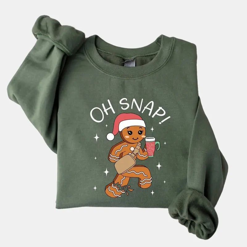 Oh Snap Gingerbread Sweatshirt, Christmas Sweatshirt, Christmas Cookie Shirt, Sparkly Christmas Crewneck, Funny Christmas...