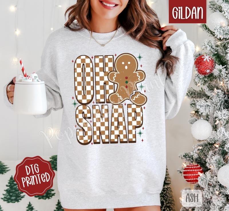 Oh Snap Sweatshirt, Trendy Women's Holiday Crewneck T-Shirts, Hoodie | PureTeeCo.com