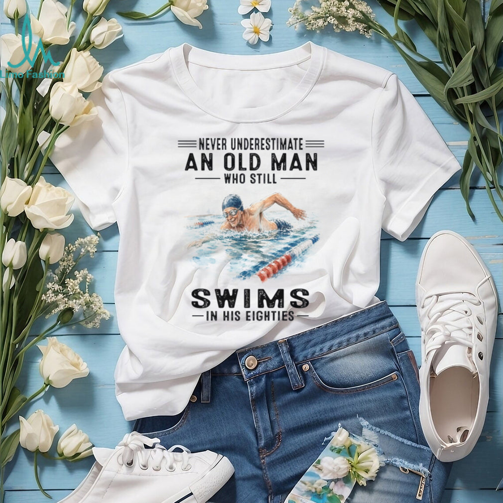 Old Man Swims In His Eighties Swimming Shirt