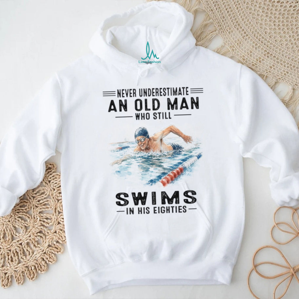 Old Man Swims In His Eighties Swimming Shirt