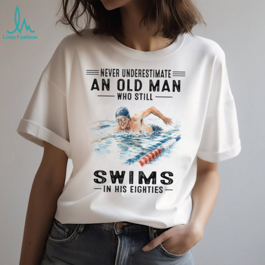 Old Man Swims In His Eighties Swimming Shirt
