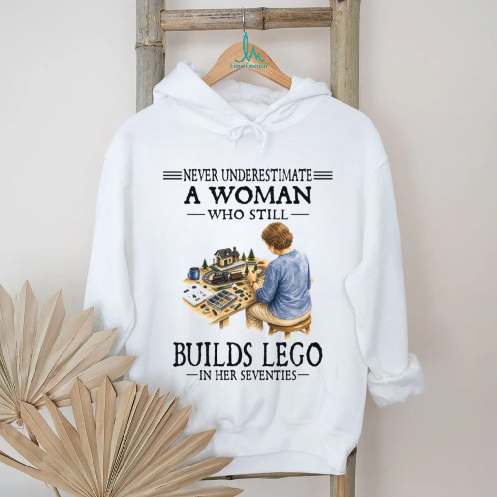 Older Woman Lego Building Hobbyist Seventy Birthday Shirt