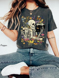 One More Chapter T-Shirt, Skeleton Reading Shirt, Whimsigoth Shirt, Skeleton with Book Shirt, Goblincore Shirt ,Librarian...