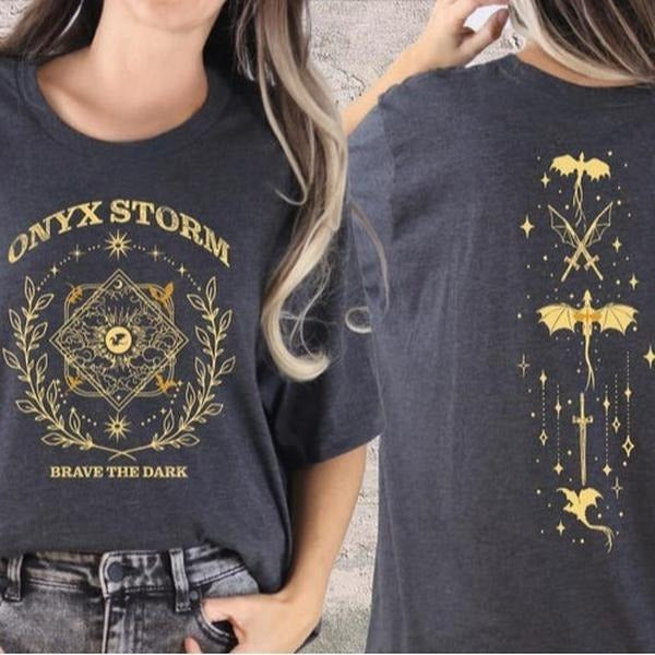 Onyx Storm Brave The Dark Comfort Colors Shirt, Violet Sorrengail Dragon Rider, Gift For Book Lover Hoodie, Sweatshirt