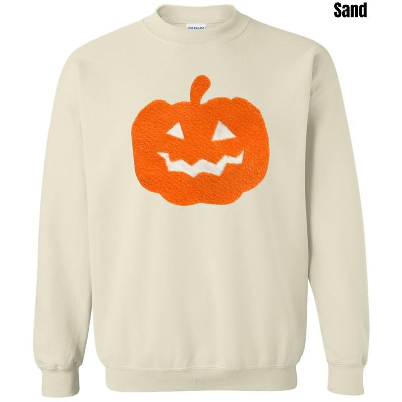 Orange Jack-O-Lantern Fluffy Patch Sweatshirt 'NLB' T-Shirts, Hoodie | PureTeeCo.com