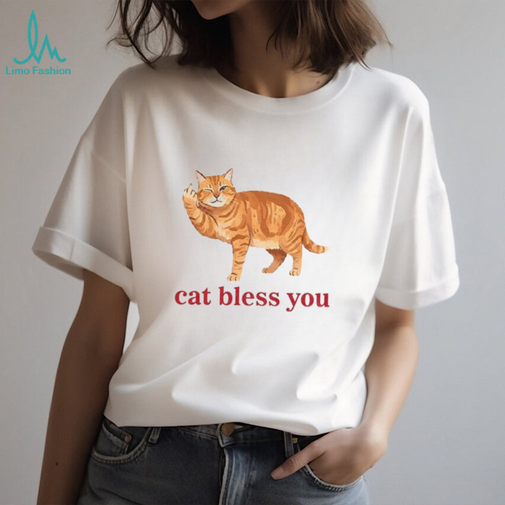 Orange Tabby Cat Middle Finger Bless You Shirt
