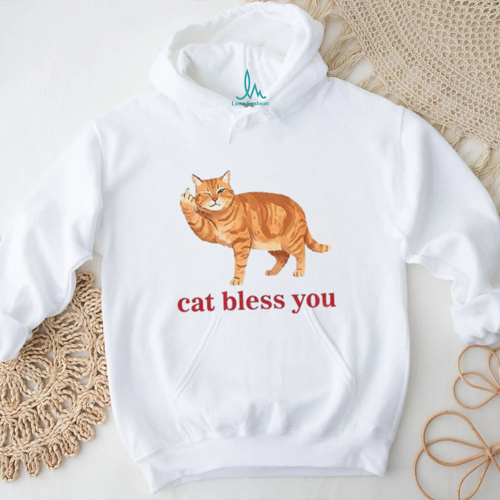Orange Tabby Cat Middle Finger Bless You Shirt
