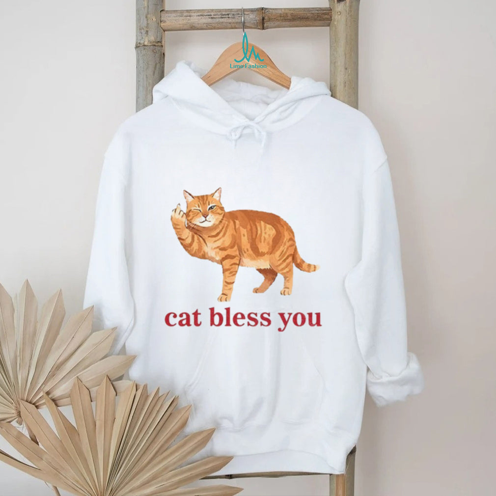 Orange Tabby Cat Middle Finger Bless You Shirt