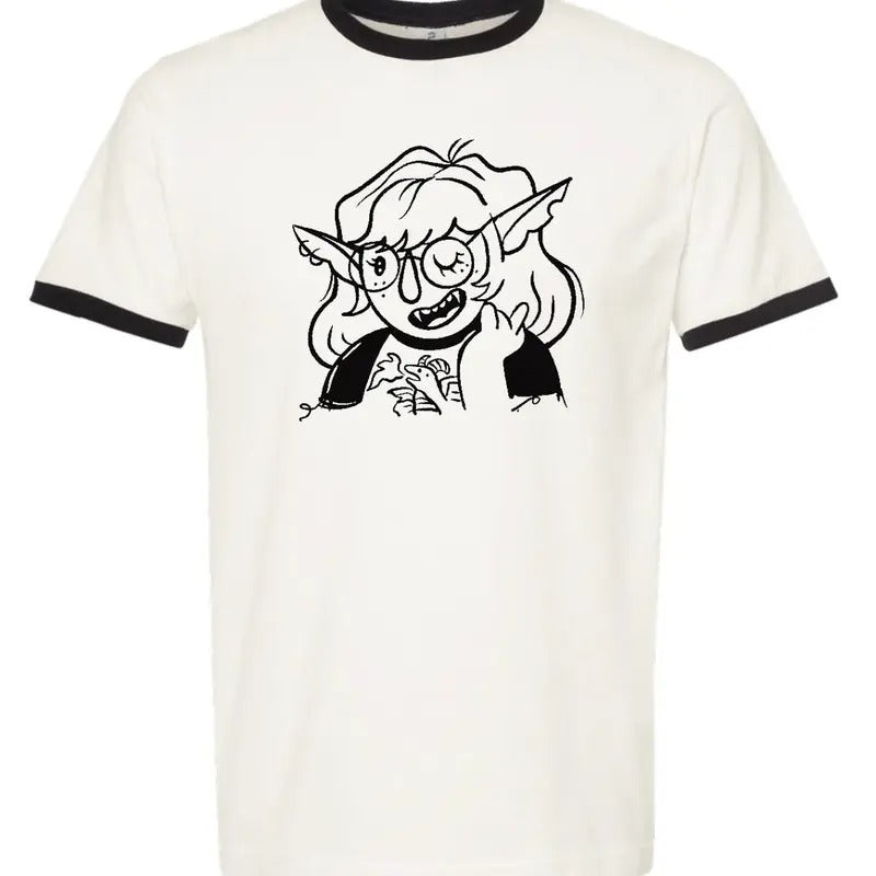 Orc girl black and vintage white style ringer in unisex. (Size down). T-Shirts, Hoodie, Sweatshirt | PureTeeCo.com