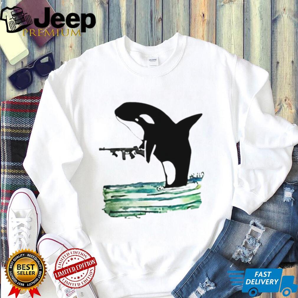 Orca Whale Holding A Machine Gun Animal Shirt