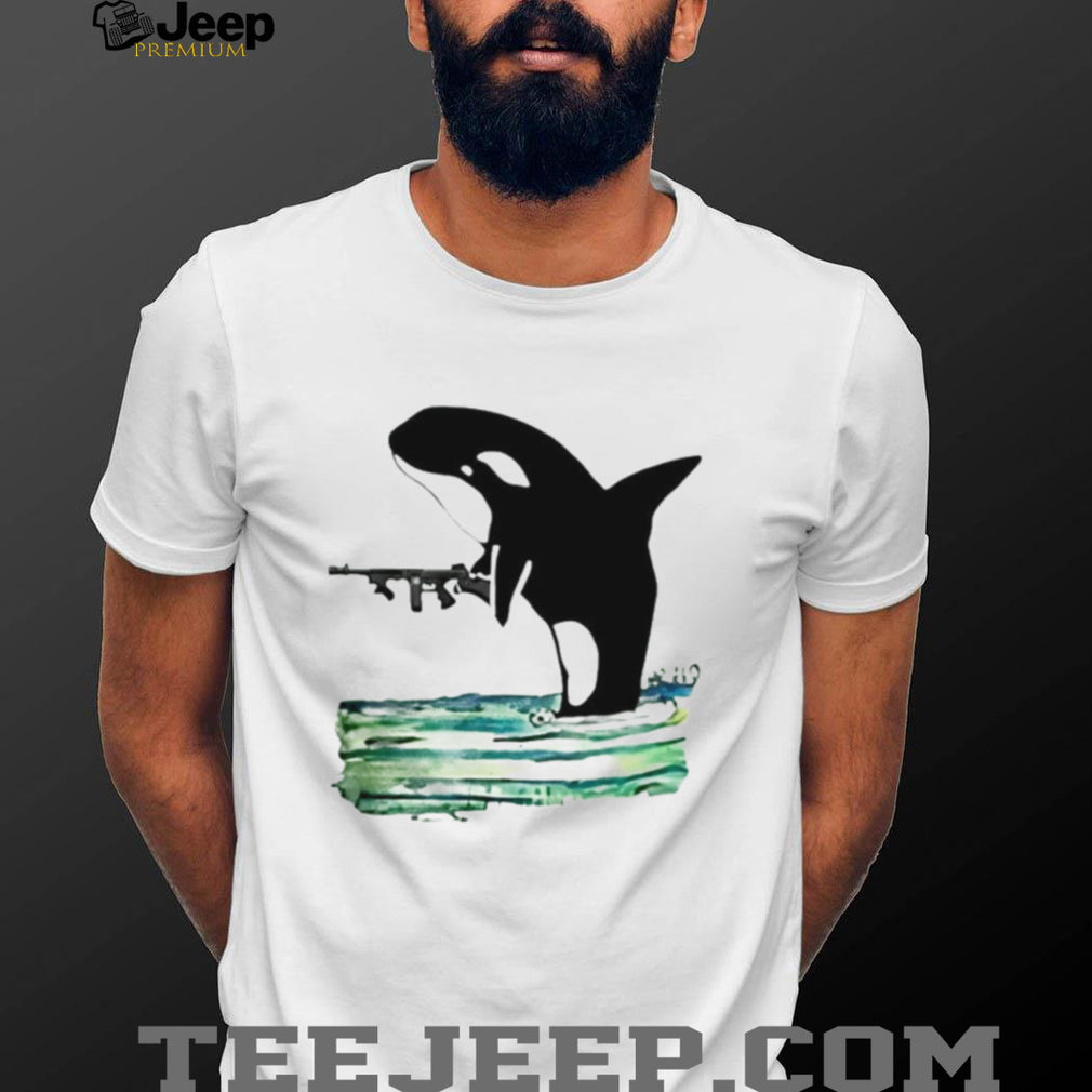 Orca Whale Holding A Machine Gun Animal Shirt