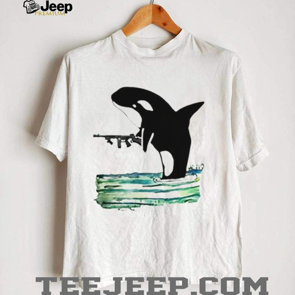 Orca Whale Holding A Machine Gun Animal Shirt