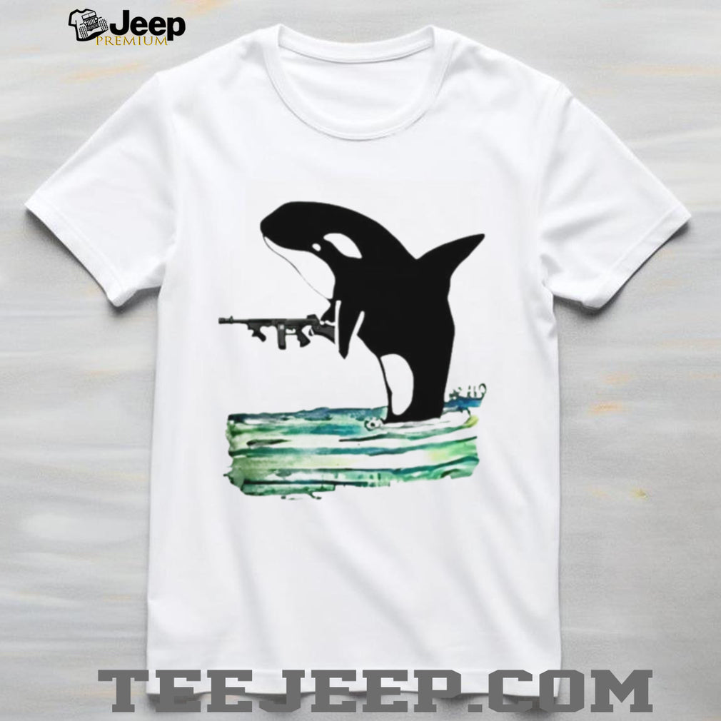 Orca Whale Holding A Machine Gun Animal Shirt