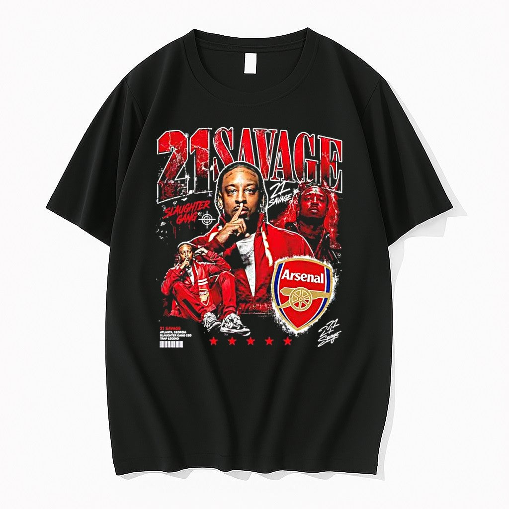 Original 21 Savage X Arsenal Slaughter Gang Signature Tshirts Jpg