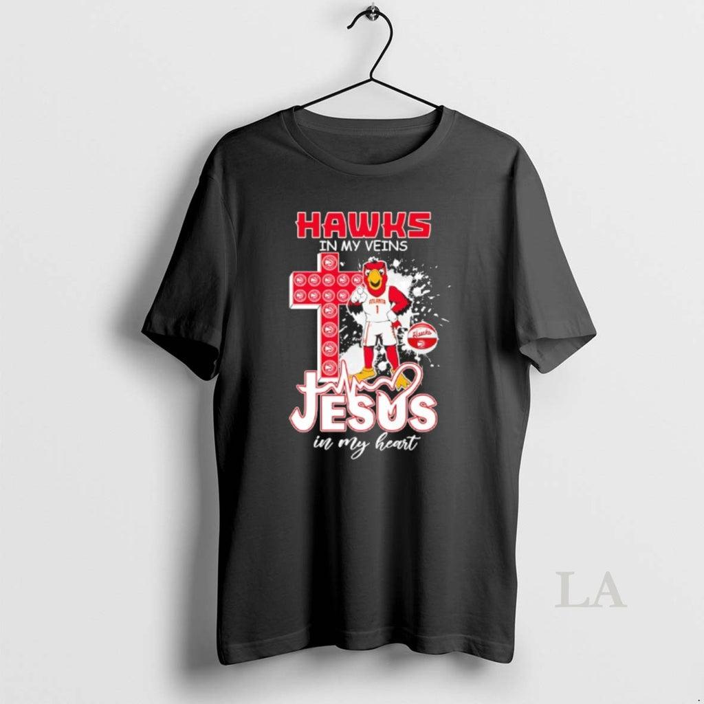 Original Atlanta Hawks In My Veins Jesus In My Heart Mascot T-Shirts, Hoodie, Sweatshirt | PureTeeCo.com
