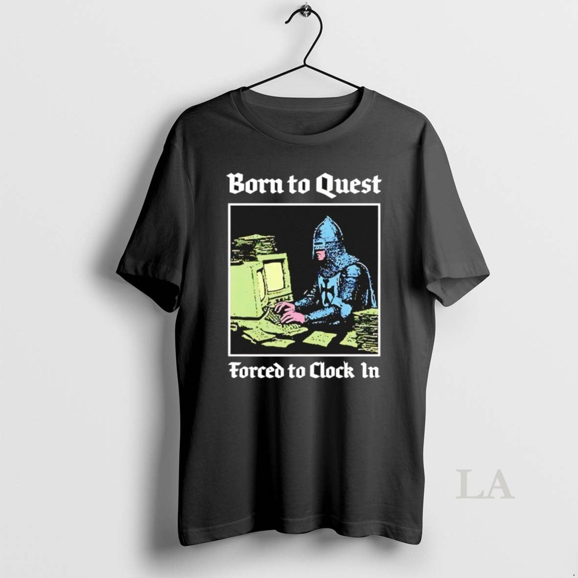 Original Born To Quest Forced To Clock In Knight Computer T-Shirts, Hoodie, Sweatshirt | PureTeeCo.com