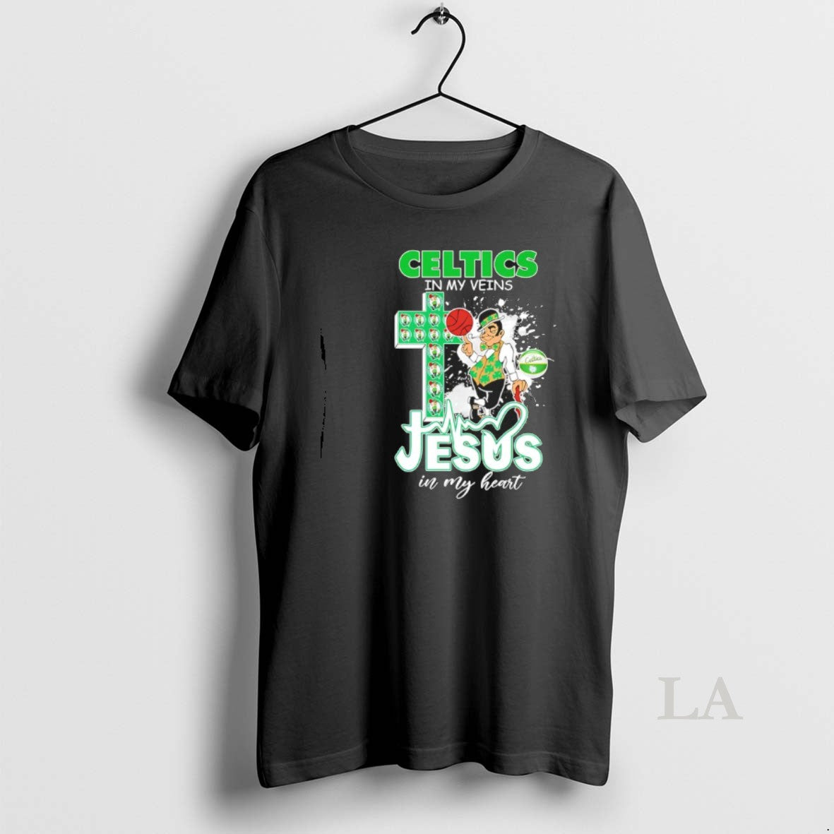 Original Boston Celtics In My Veins Jesus In My Heart Mascot T-Shirts, Hoodie, Sweatshirt | PureTeeCo.com