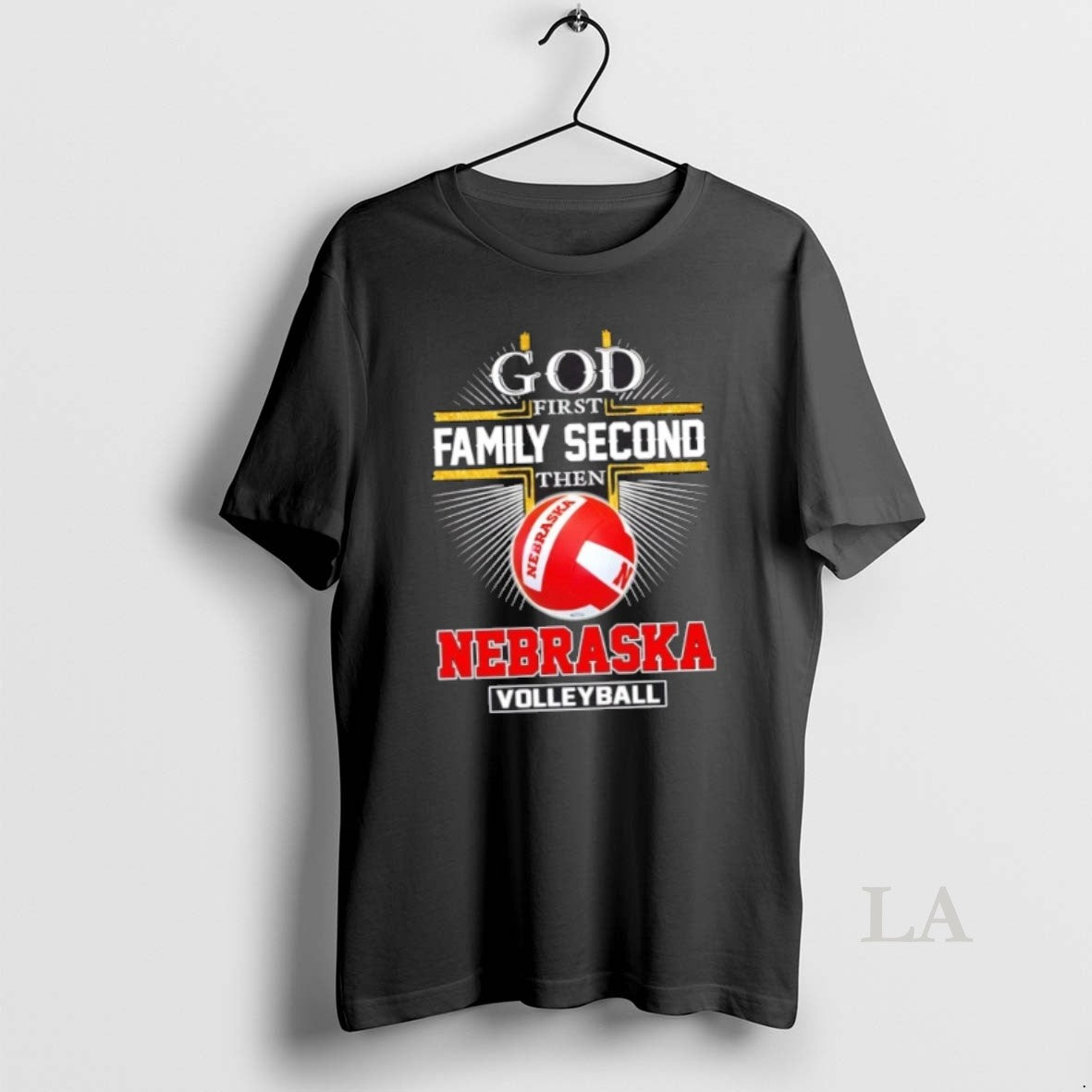 Original Cross God First Family Second Then Nebraska Volleyball T-Shirts, Hoodie, Sweatshirt | PureTeeCo.com