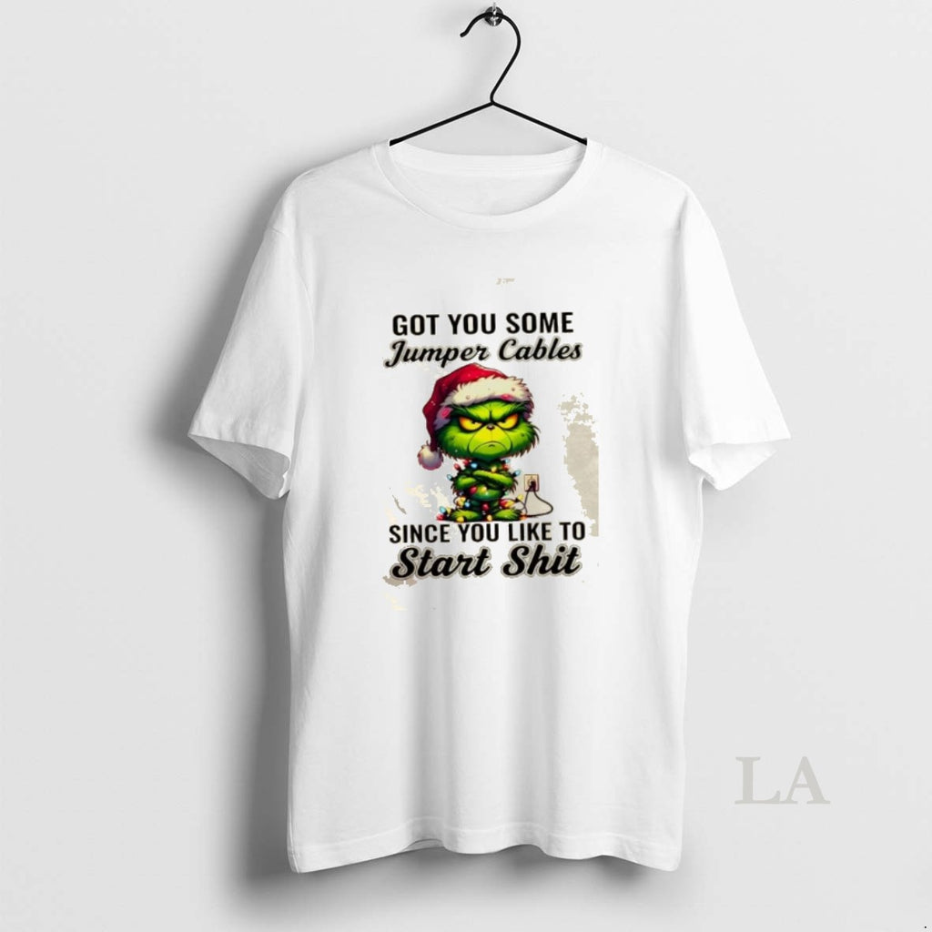 Original Grinch Got You Some Jumper Cables Since You Like To Start Shit Christmas Lights T-Shirts, Hoodie, Sweatshirt