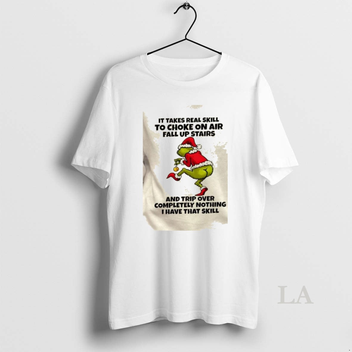 Original Grinch It Takes Real Skill To Choke On Air Fall Up Stairs And Trip T-Shirts, Hoodie, Sweatshirt | PureTeeCo.com