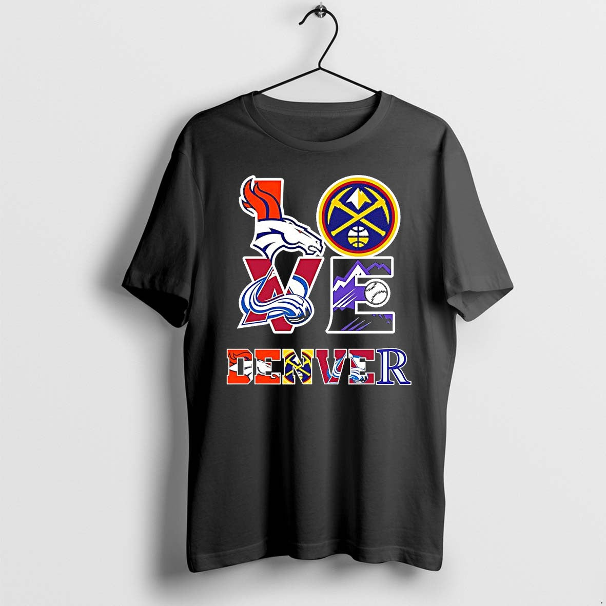 Original Love Denver Sports Teams Broncos Avalanche Nuggets Rockies Logos Tshirts