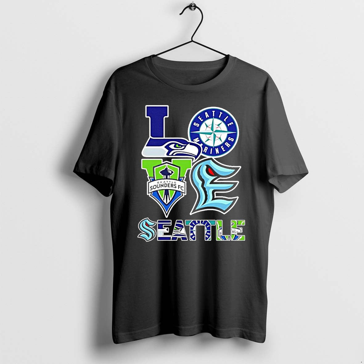 Original Love Seattle Sports Teams Seahawks Mariners Kraken Sounders Fc Logos Tshirts