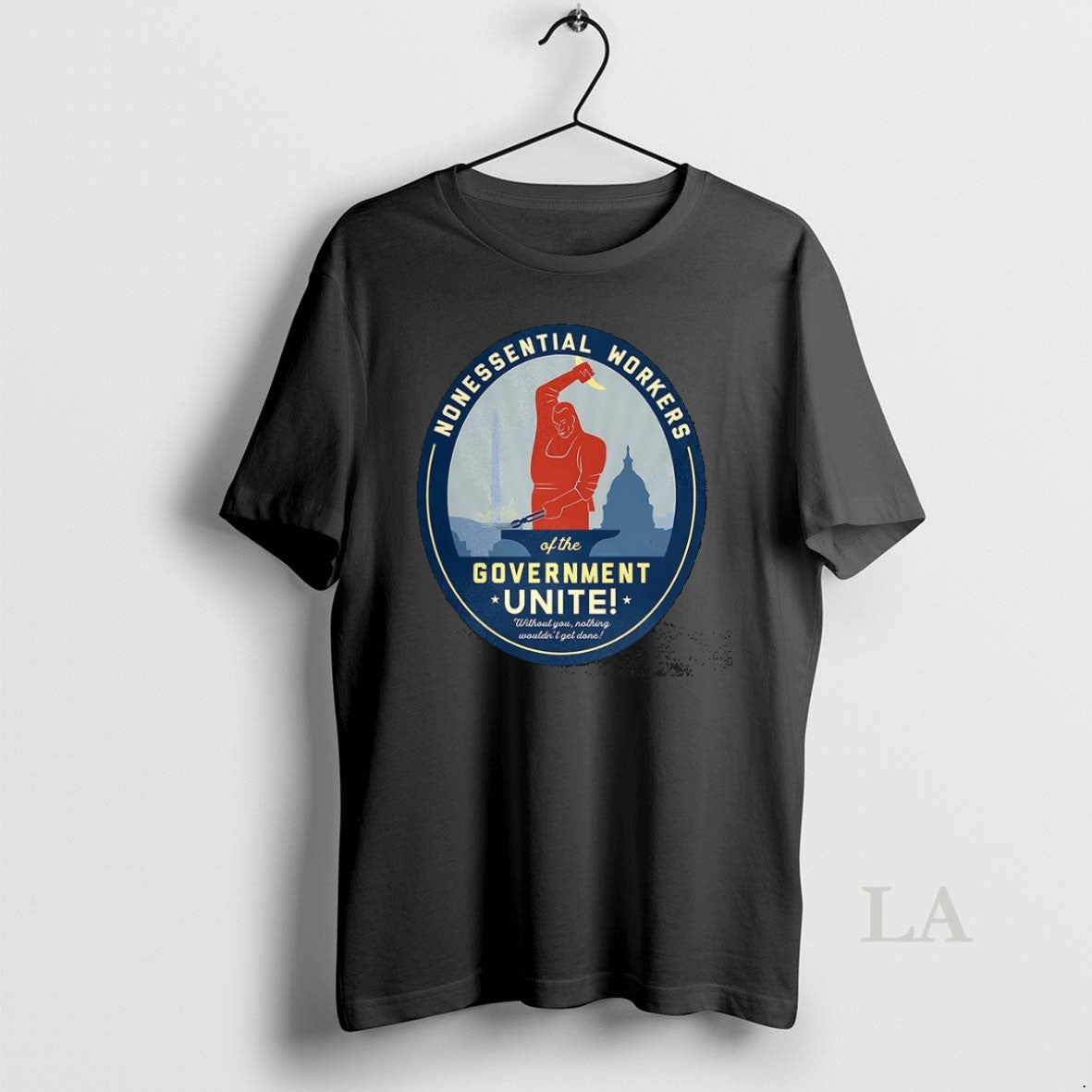 Original Nonessential Workers Of The Government Unite Government Shutdown Logo Caricature