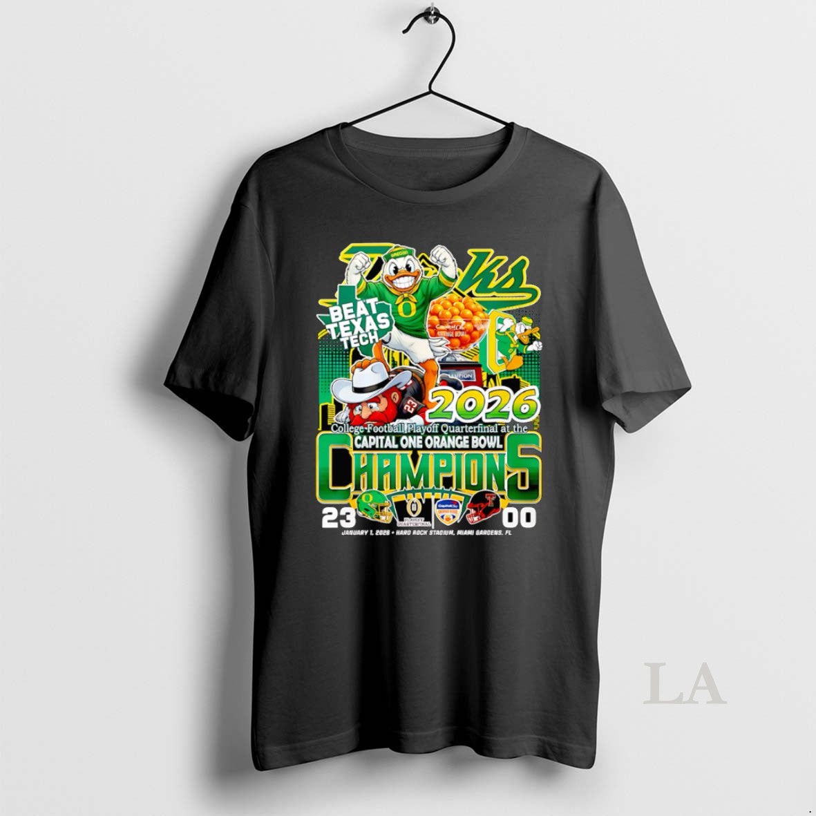 Original Oregon Beat Texas Tech 2026 Capital One Orange Bowl Champions Mascot T-Shirts, Hoodie, Sweatshirt | PureTeeCo.com