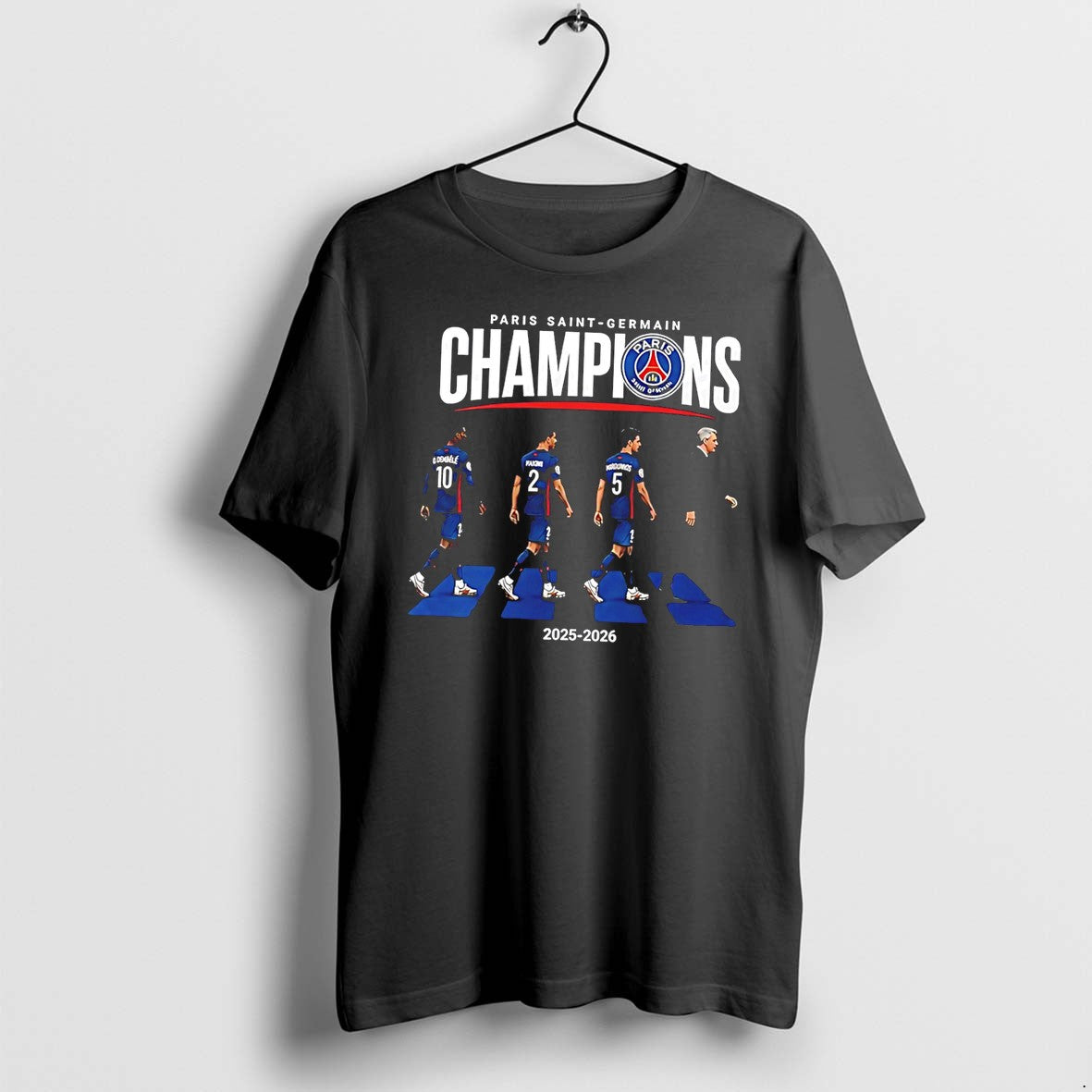 Original Paris Saint Germain 2025 2026 Champions League Winners Abbey Road Tee Tshirts