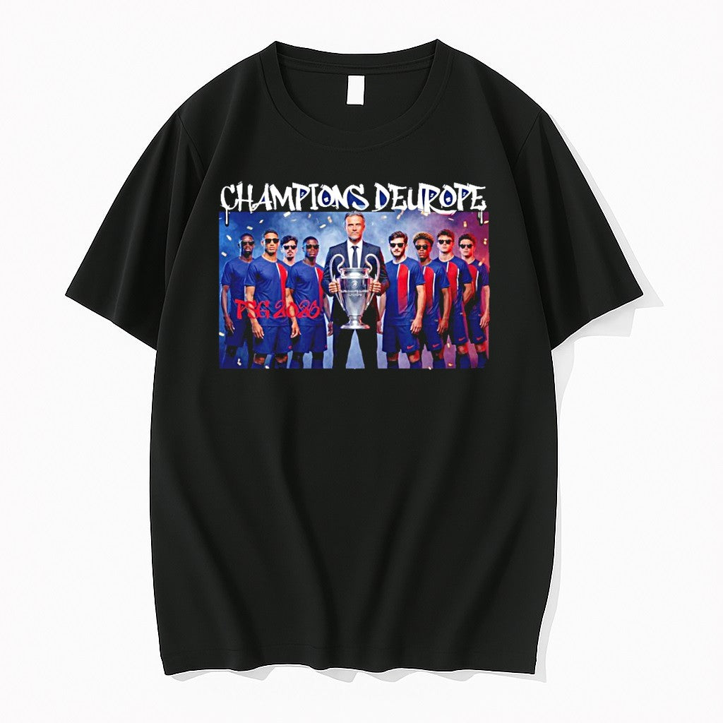 Original Paris Saint Germain Players With Coach Final Ucl 2026 Tshirts Jpg