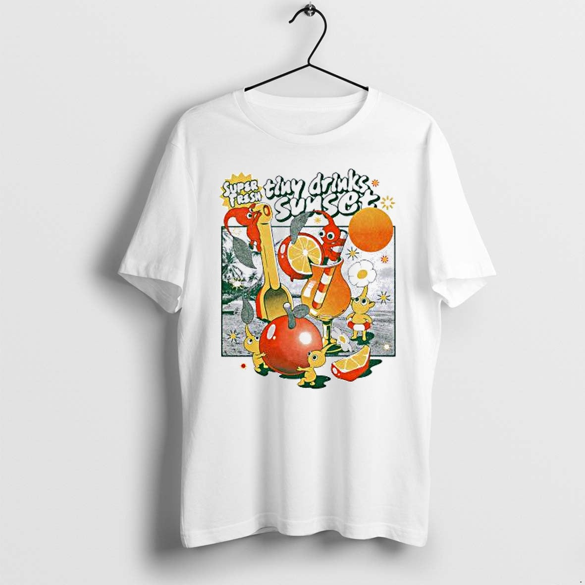 Original Pikmin Nintendo Super Fresh Tiny Drinks Sunset Tshirts Jpg