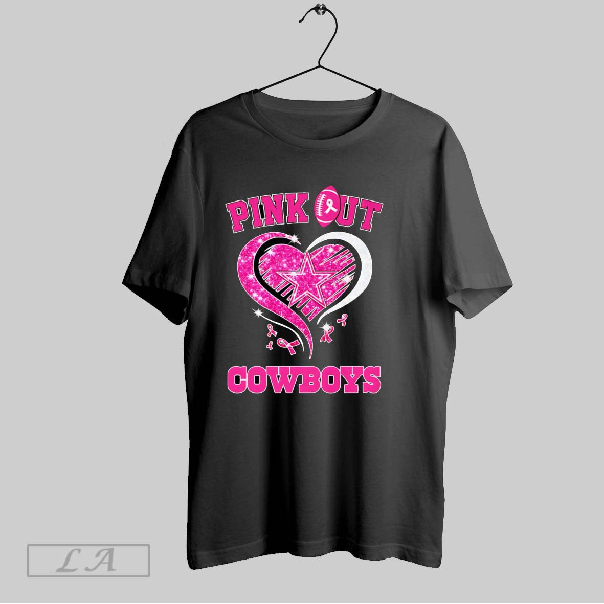 Original Pink Out Dallas Cowboys Breast Cancer Diamond Heart