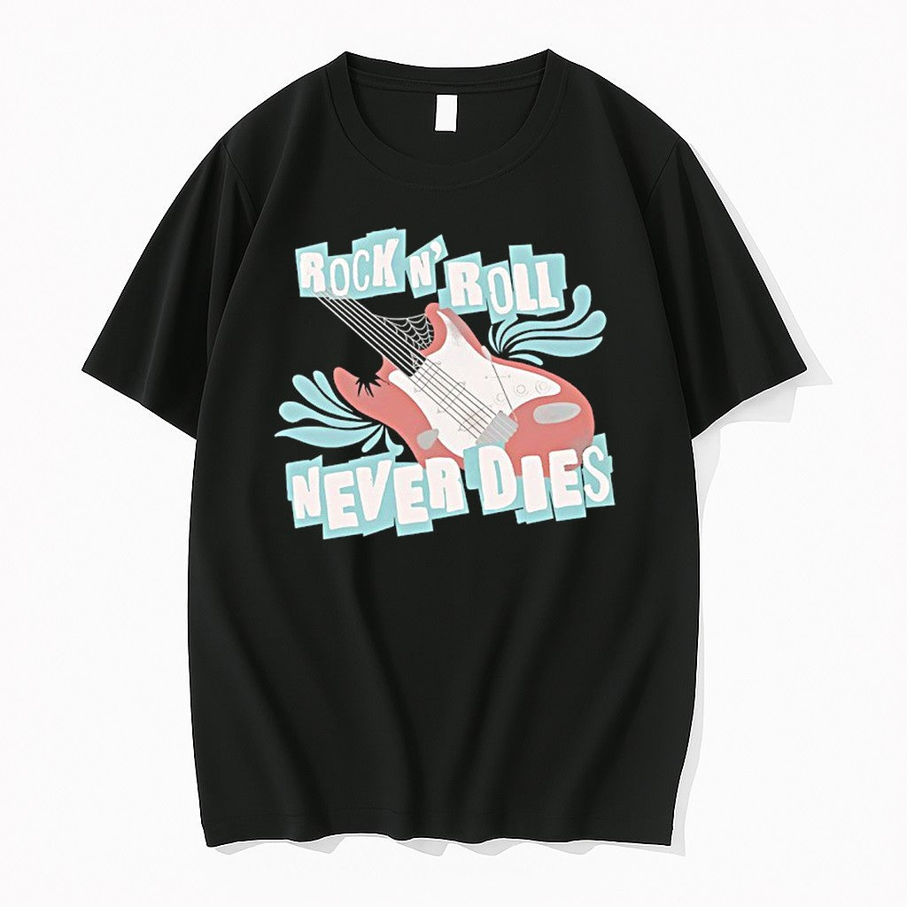 Original Rock N Roll Never Dies Electric Guitar Vintage Music Tshirts Jpg
