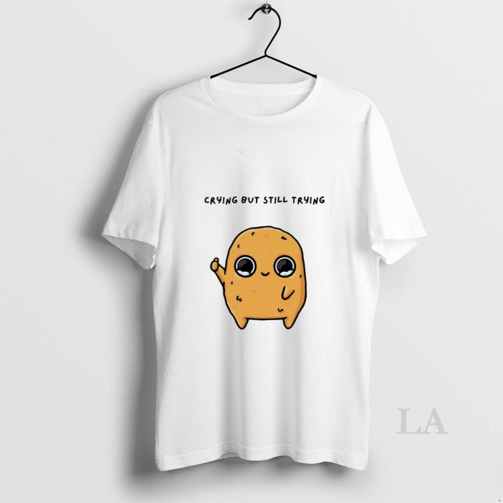 Original Sad Nuggie Crying But Trying Mascot Cartoon Womens T-Shirts, Hoodie, Sweatshirt | PureTeeCo.com