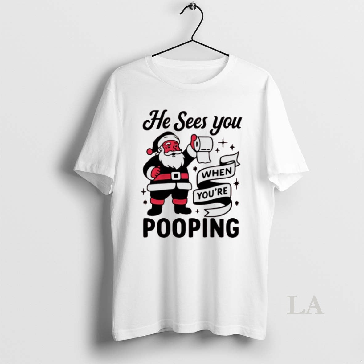 Original Santa Claus He Sees You When Youre Pooping Christmas T-Shirts, Hoodie, Sweatshirt | PureTeeCo.com