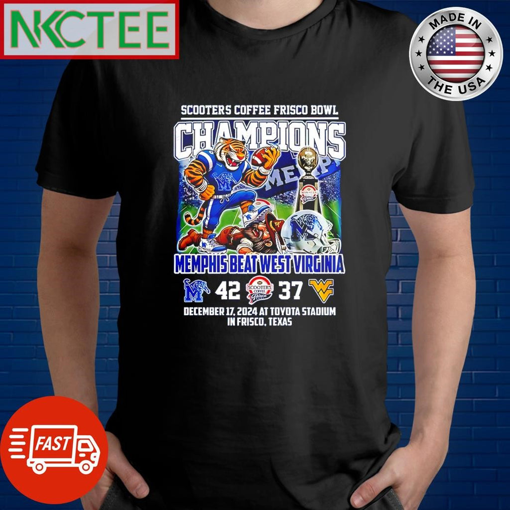 Original Scooter’s Coffee Frisco Bowl Champions Memphis Tigers Beat West Virginia 42-37 Mascot December 17 2024 shirt