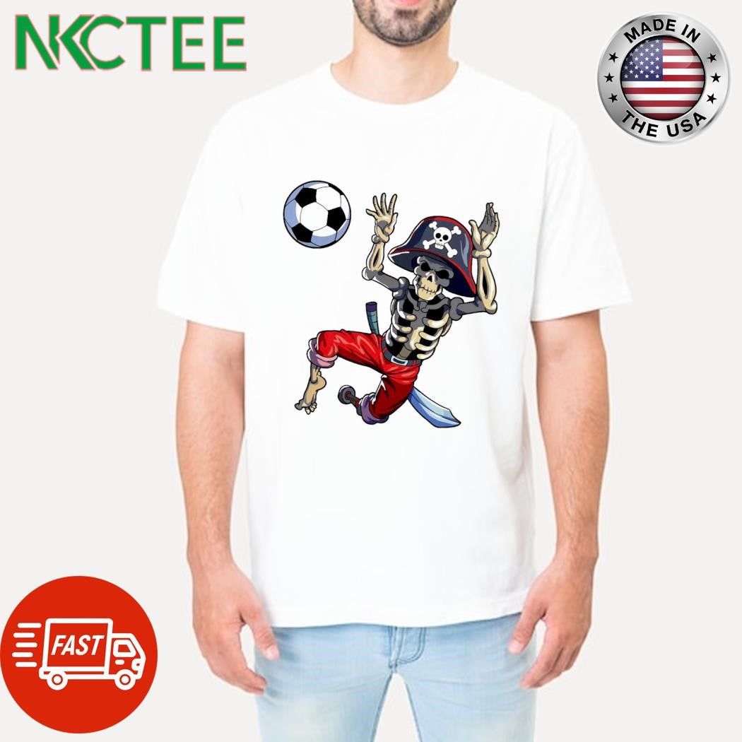 Original Skeleton soccer Goalkeeper pirate Halloween shirt