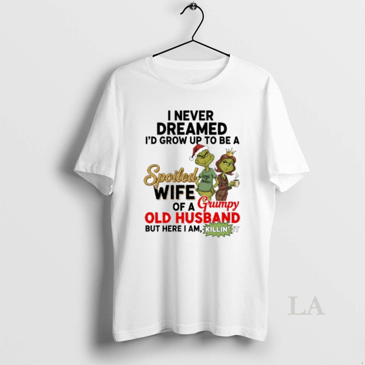 Original Spoiled Wife Of A Grumpy Old Husband Grinch Graphic T-Shirts, Hoodie, Sweatshirt | PureTeeCo.com