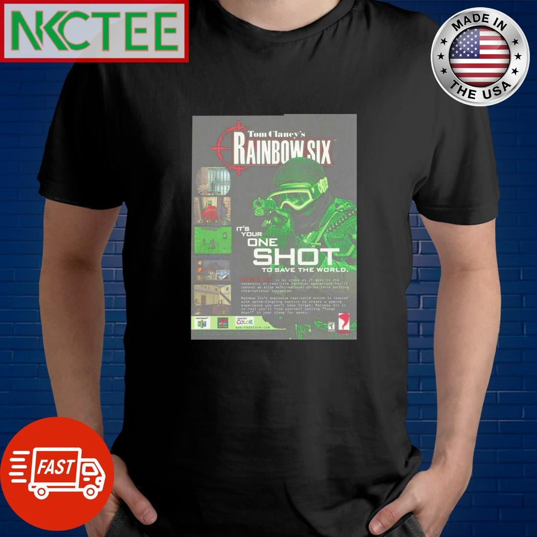 Original Tom Clancy’s Rainbow Six it’s your one shot to save the world 1998 shirt