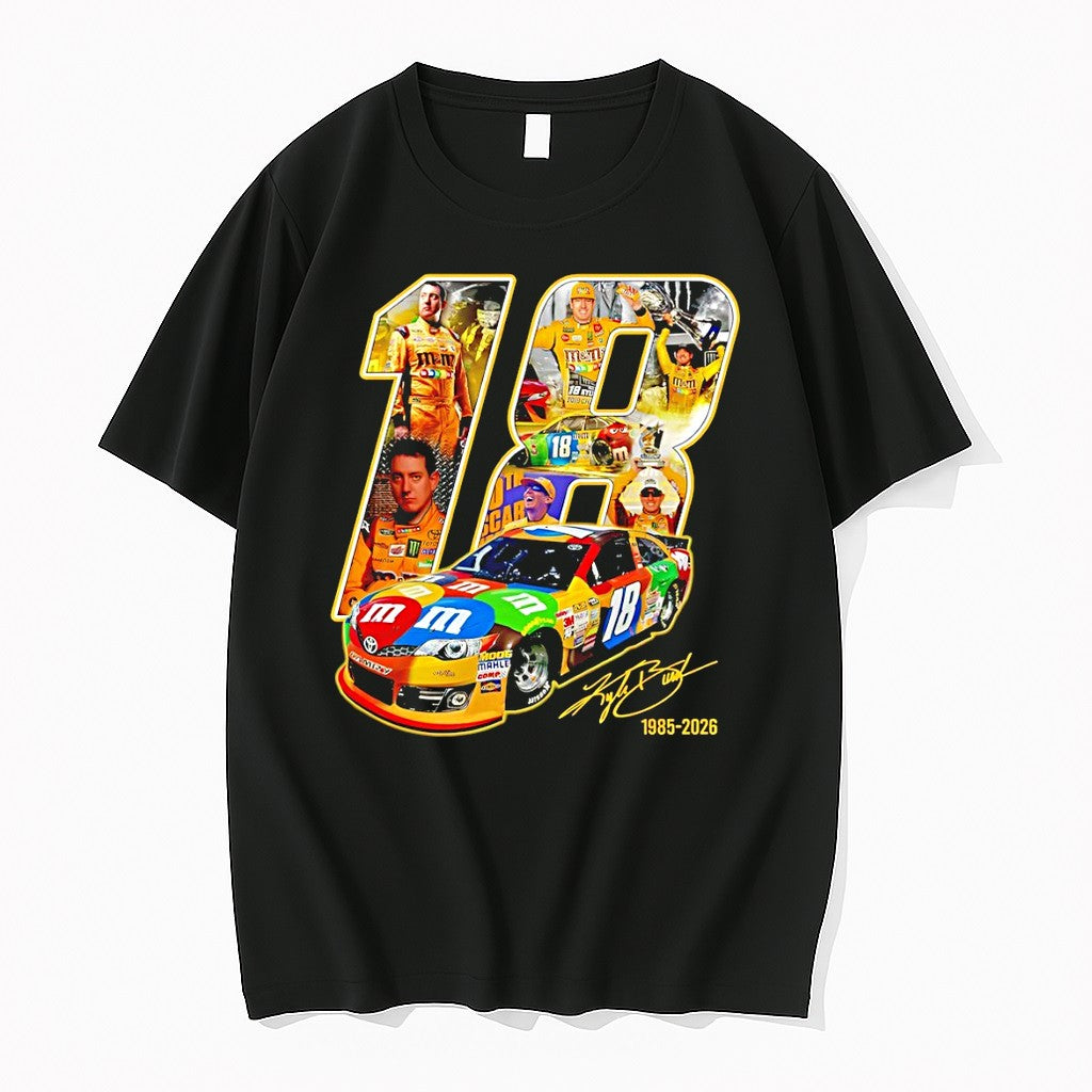 Original Vintage Kyle Busch 18 Tribute Nascar Legend Memorial Signature Tshirts