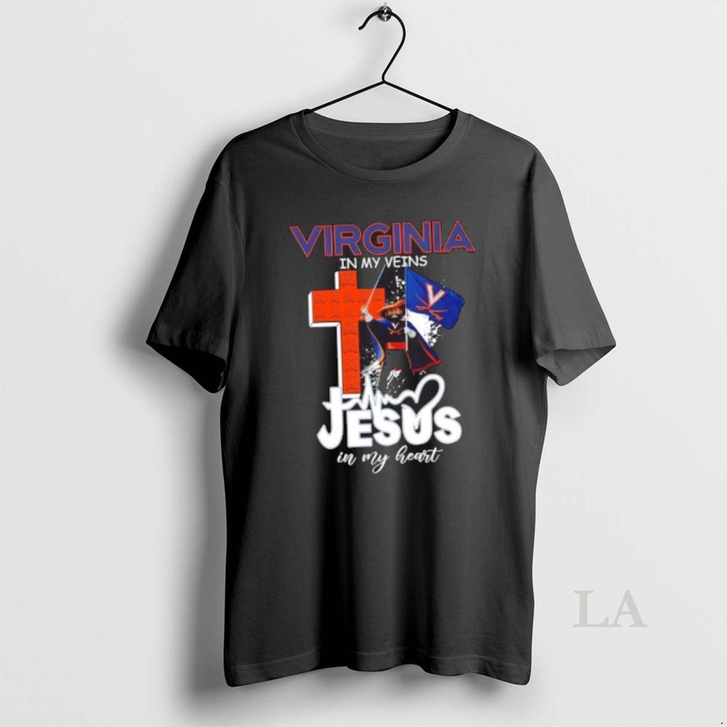 Original Virginia Cavaliers Mascot Hold Flag In My Veins Jesus In My Heart T-Shirts, Hoodie, Sweatshirt | PureTeeCo.com