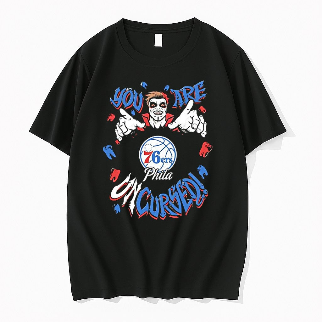 Original Wwe Drops Danhausen X Philadelphia 76ers You Are Uncursed Teeth Tshirts