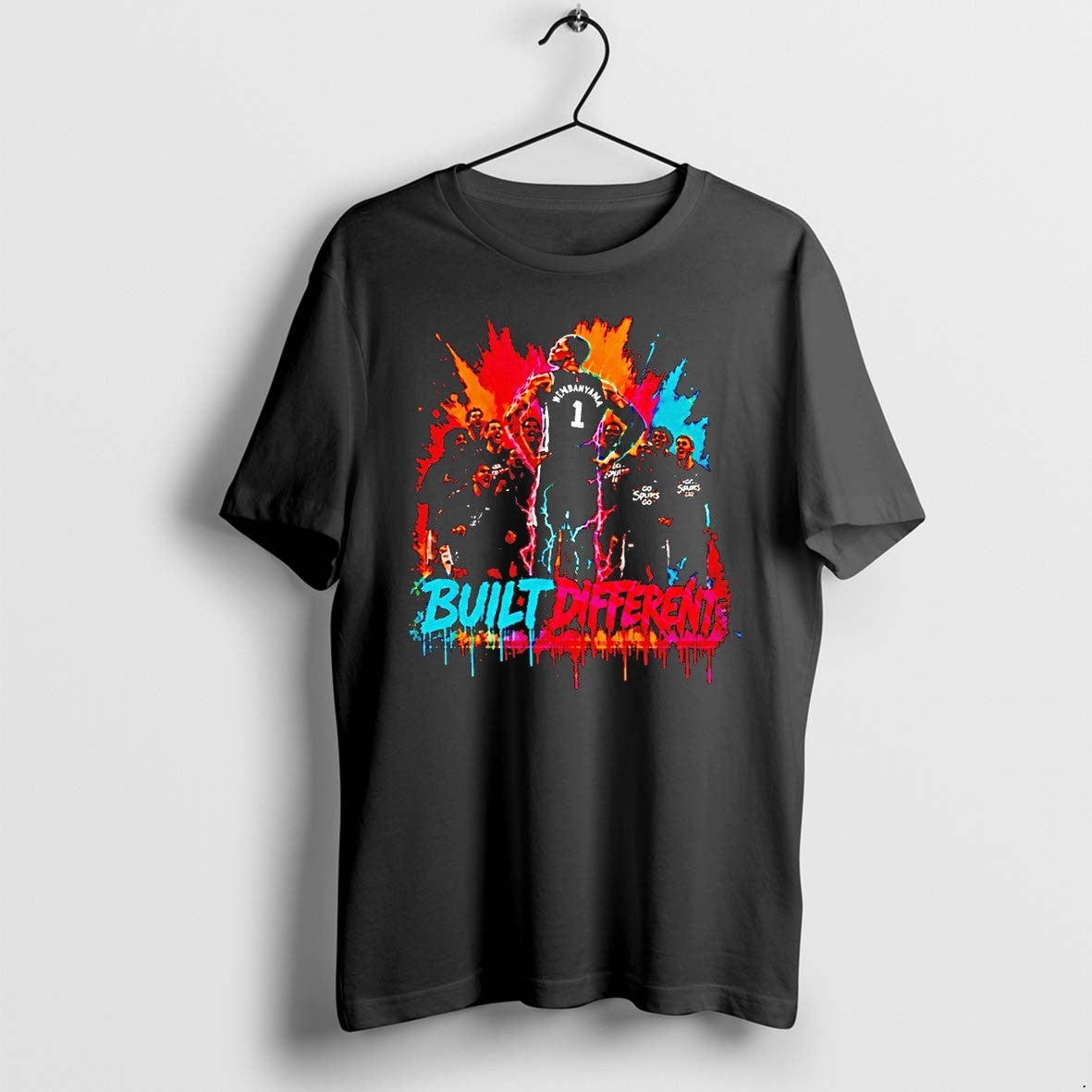 Original Wemby Area 210 Built Different Spurs Basketball Fiesta Graphic Tshirts