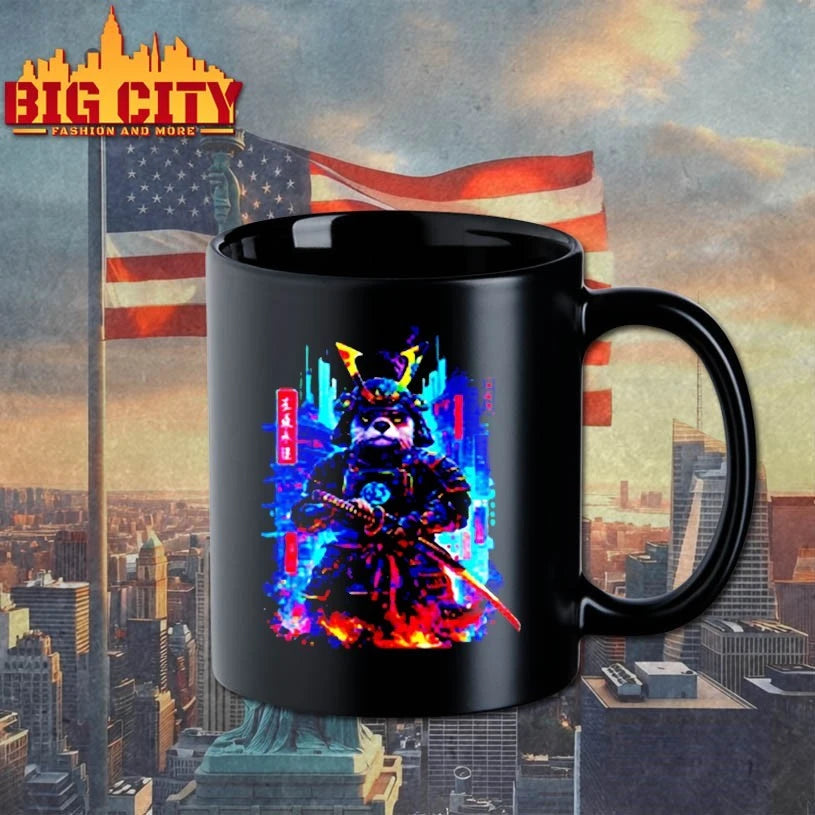 Otter Katana Cyberpunk Neon Samurai Japanese Art shirtv