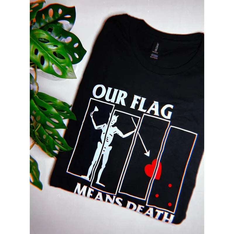 Our Flag Means Death Band Logo Mash up shirt. Black unisex shirt. Hoodie, Sweatshirt | PureTeeCo.com