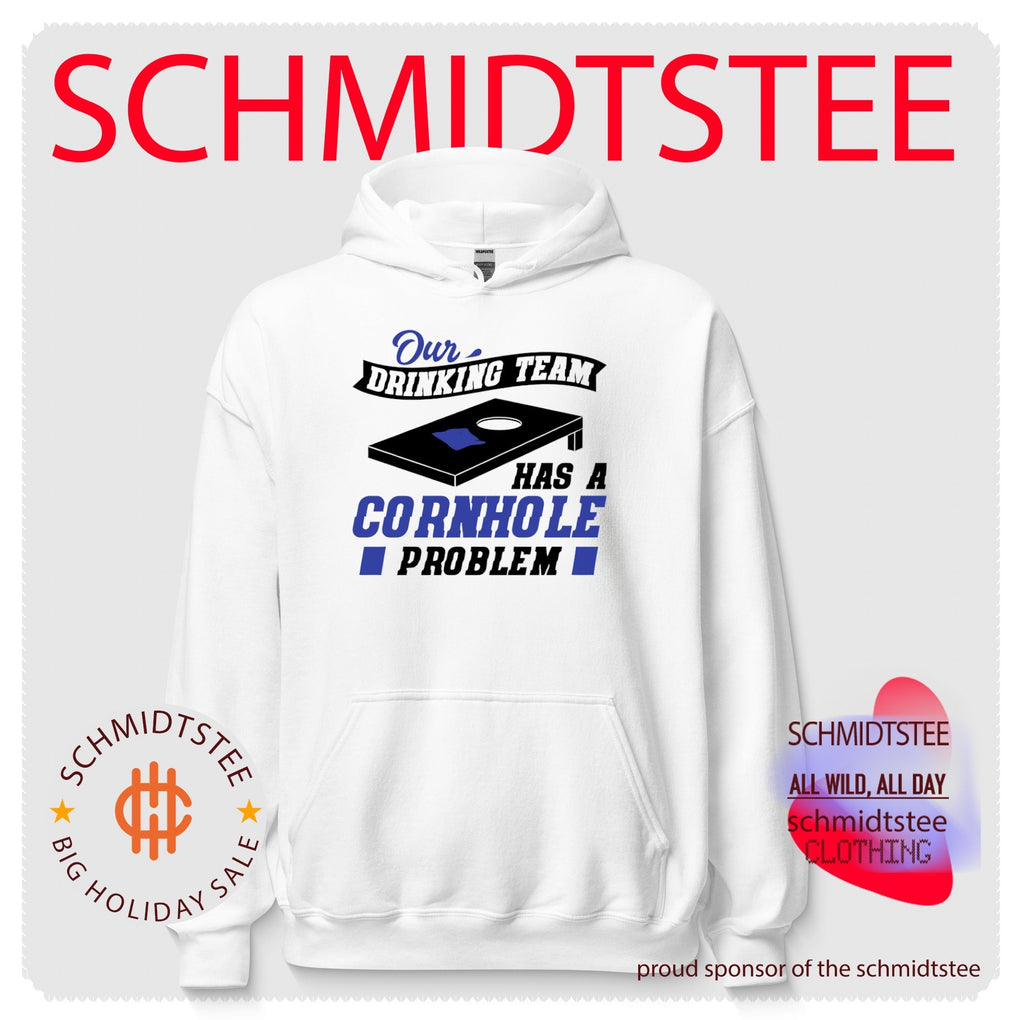 Our drinking team has a cornhole problem editable shirt